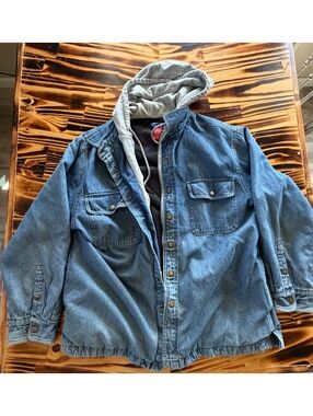Puritan Men's Dark Denim Utility Jacket with Hooded Lining Size L 42-44